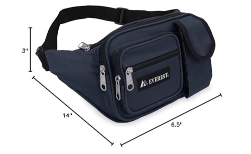 Everest waist pack navy dimensions 14x6.5x3 inches for reference