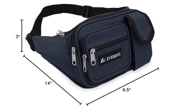Everest waist pack navy dimensions 14x6.5x3 inches for reference