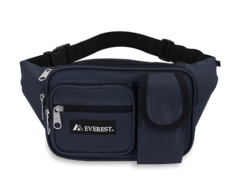 Everest waist pack navy three zippered compartments for organized storage