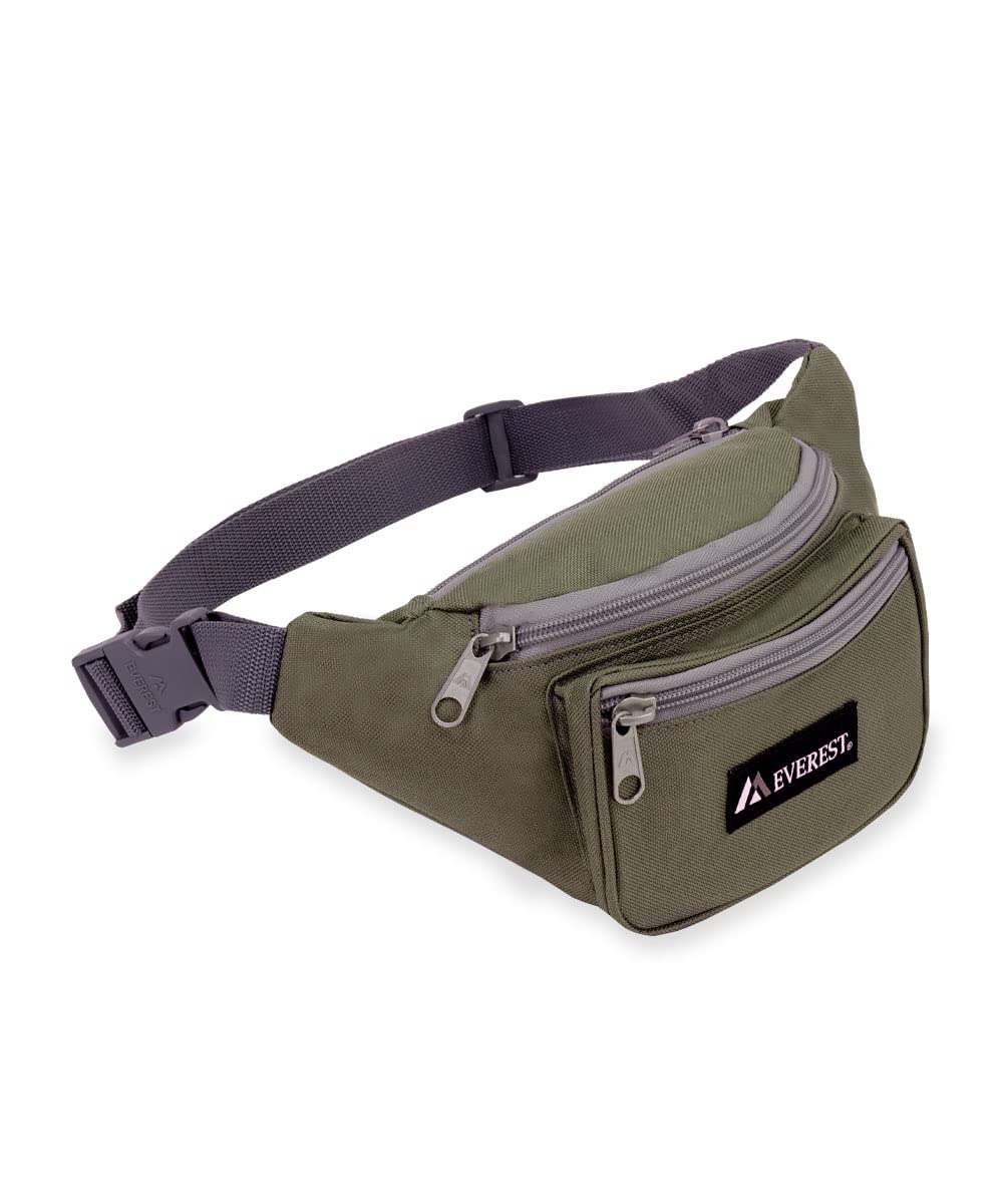 Everest Signature Waist Pack olive front pocket view for secure everyday carry