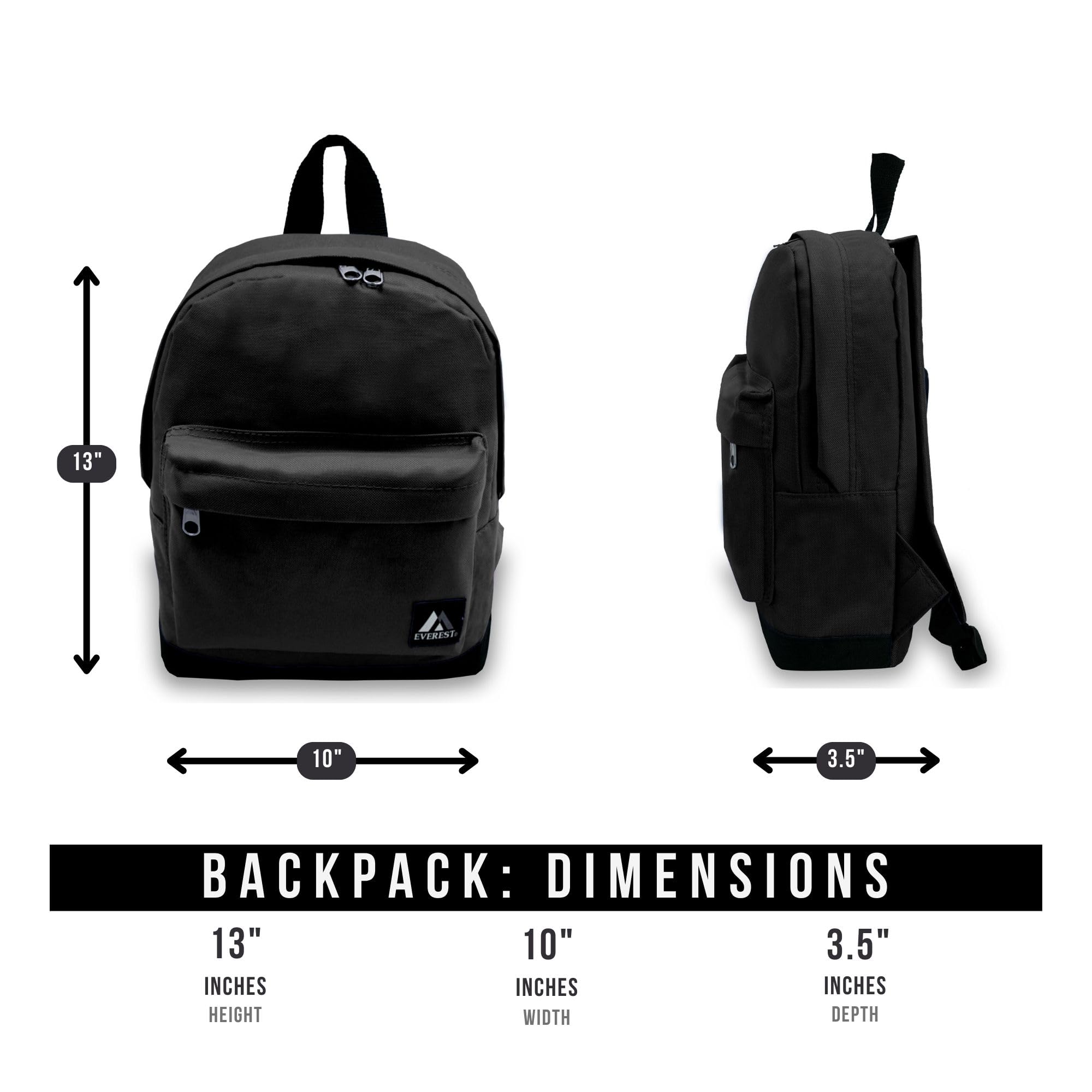 Everest small backpack navy dimensions 10x3.5x13 inches for daily use