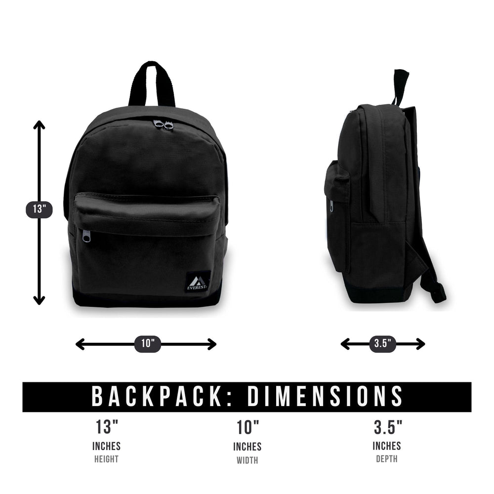 Everest small backpack navy dimensions 10x3.5x13 inches for daily use