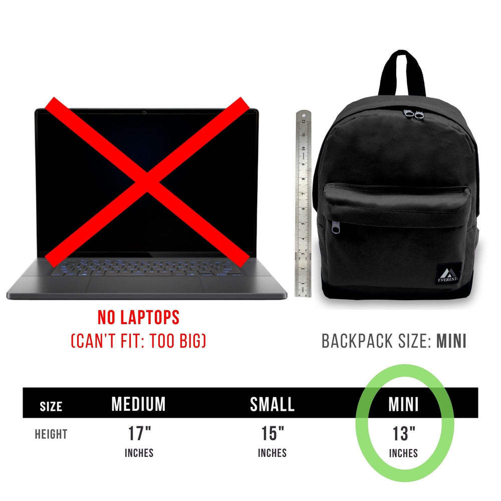 Everest small backpack navy hidden zipper front pocket to keep valuables secure
