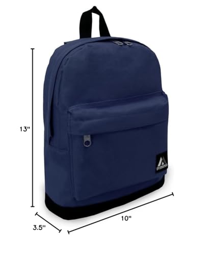 Everest small backpack navy overview showing slim profile and front pocket