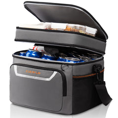 Everfun small lunch box gray front view showing dual compartments for cold and warm meals.