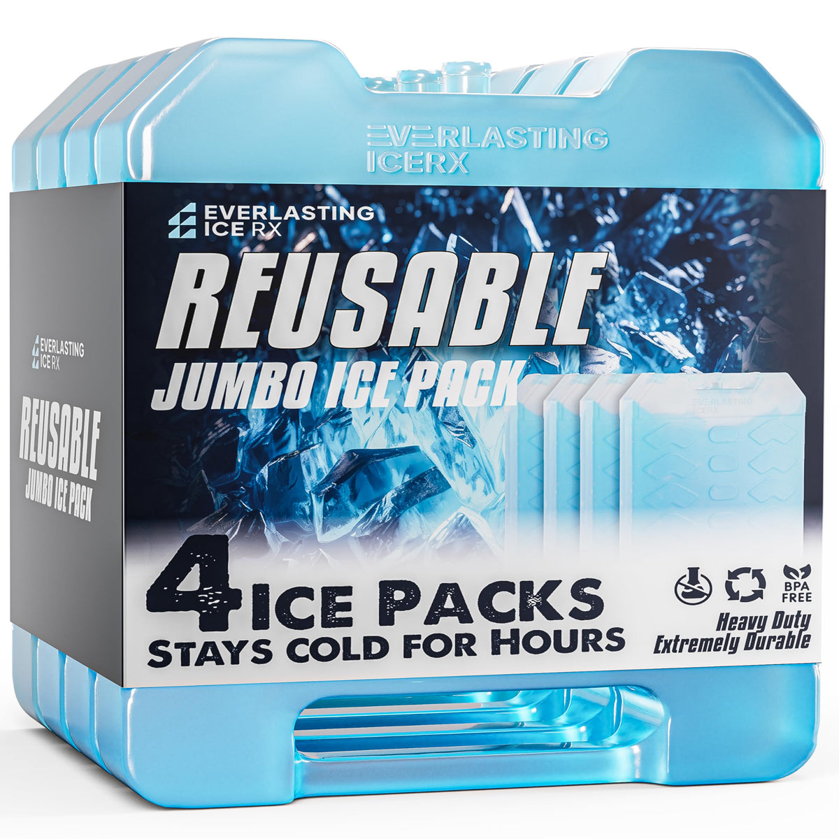 Everlasting Ice RX jumbo ice pack with handle in cooler for extended cooling