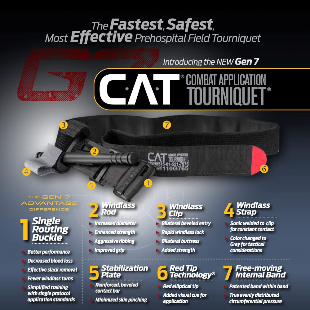 Everlit CAT GEN-7 Tourniquet closeup highlights rapid bleeding control options.