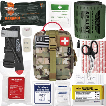EVERLIT emergency trauma kit camouflage pouch for quick field readiness.
