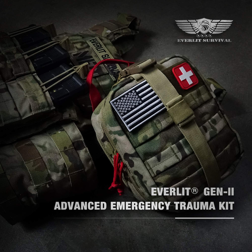 EVERLIT tactical Israeli pressure dressing shows compact wound care in the field.