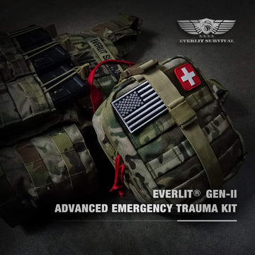 EVERLIT tactical Israeli pressure dressing shows compact wound care in the field.