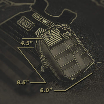 Everlit tactical pressure dressing inside kit for sealing wounds and maintaining site cleanliness.