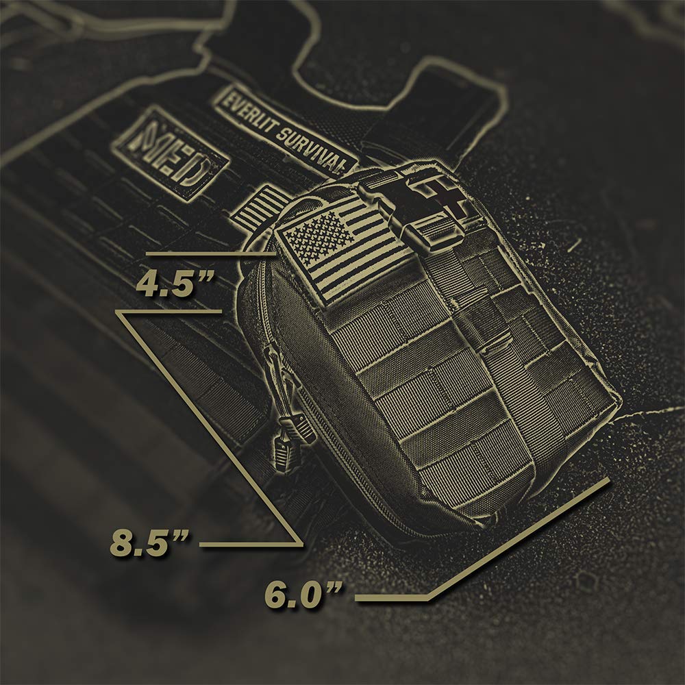 Everlit tactical pressure dressing inside kit for sealing wounds and maintaining site cleanliness.