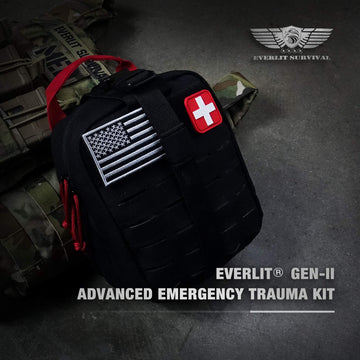EVERLIT trauma kit compressed gauze for quick wound packing.