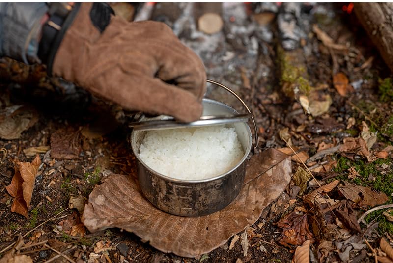 Evernew Backcountry Almi Pot over campfire for even top-down heating.