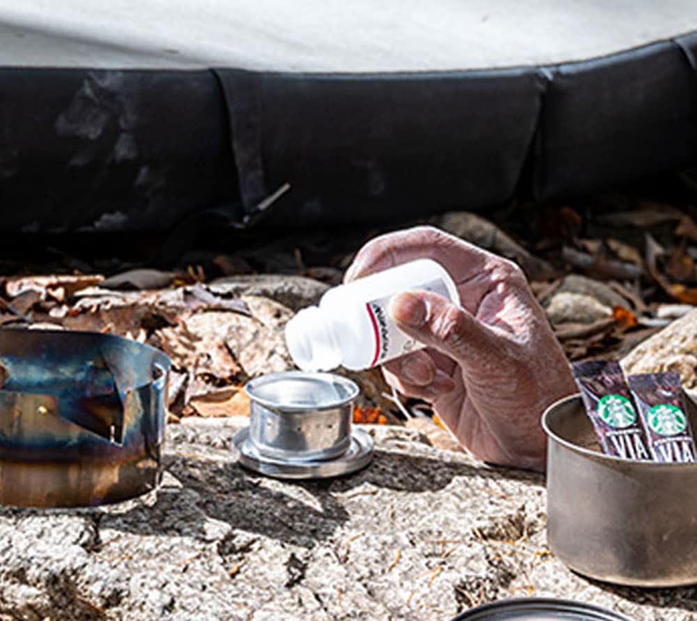 Evernew Bluenote boils 330ml of water on trail for quick hot drinks.