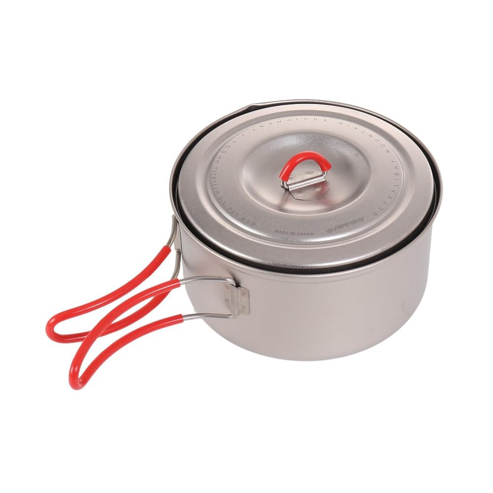 Hand-pressed Evernew titanium pot highlights craftsmanship for durable camping cookware.