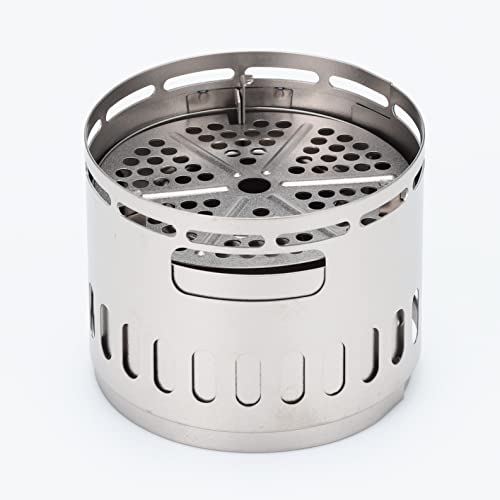 Evernew TI Stove DX Set DX stand supports multi-fuel use including wood, solid fuel, and alcohol.