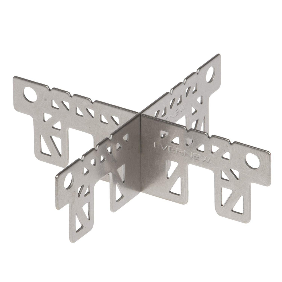 EVERNEW Titanium Cross Stand in sand leather side view offers stable support for compact cooking.