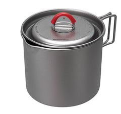 EVERNEW titanium camping mug folding handle for compact travel and comfort.