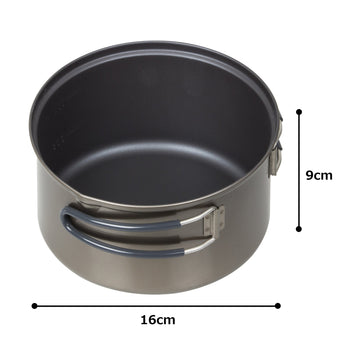 Evernew 1.3L titanium pot with insulated handle, easy grip for safer trail cooking.