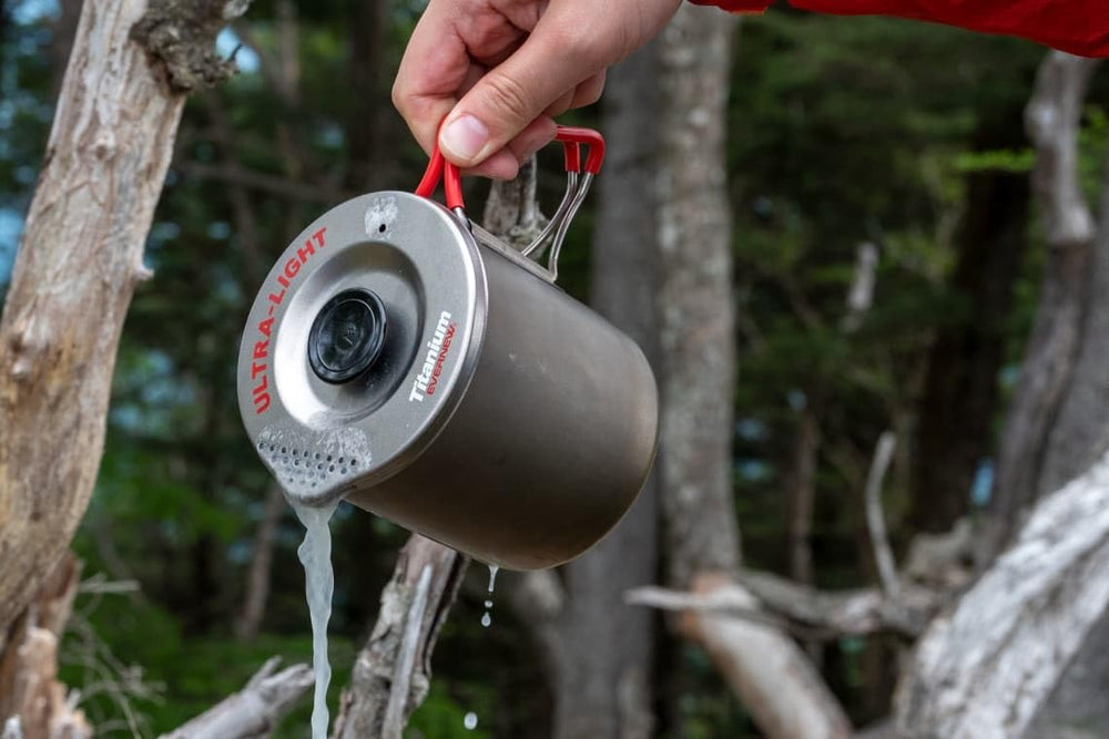 Evernew pasta pot ready for camping meals on the go