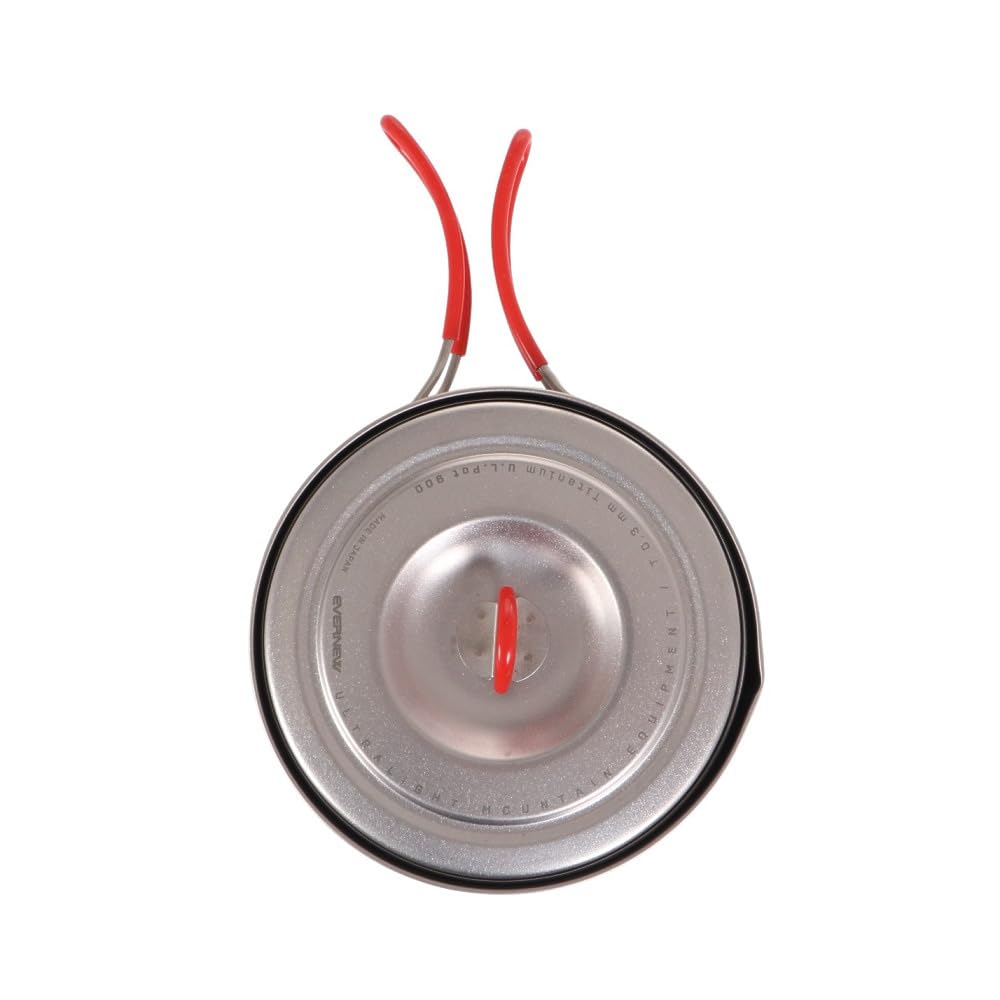 Evernew titanium pot dimensions 13.6 by 6.4 cm for compact stove top fit.