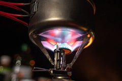 Evernew titanium pot interior shows volume markings for precise cooking measurements