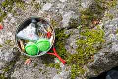 Evernew titanium pot with included stuff sack for compact gear storage