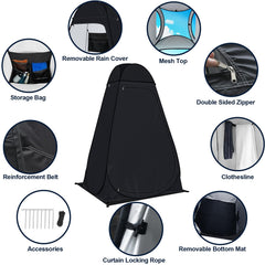 EVERRUSH privacy shower tent with wide door entrance for comfortable outdoor changing.