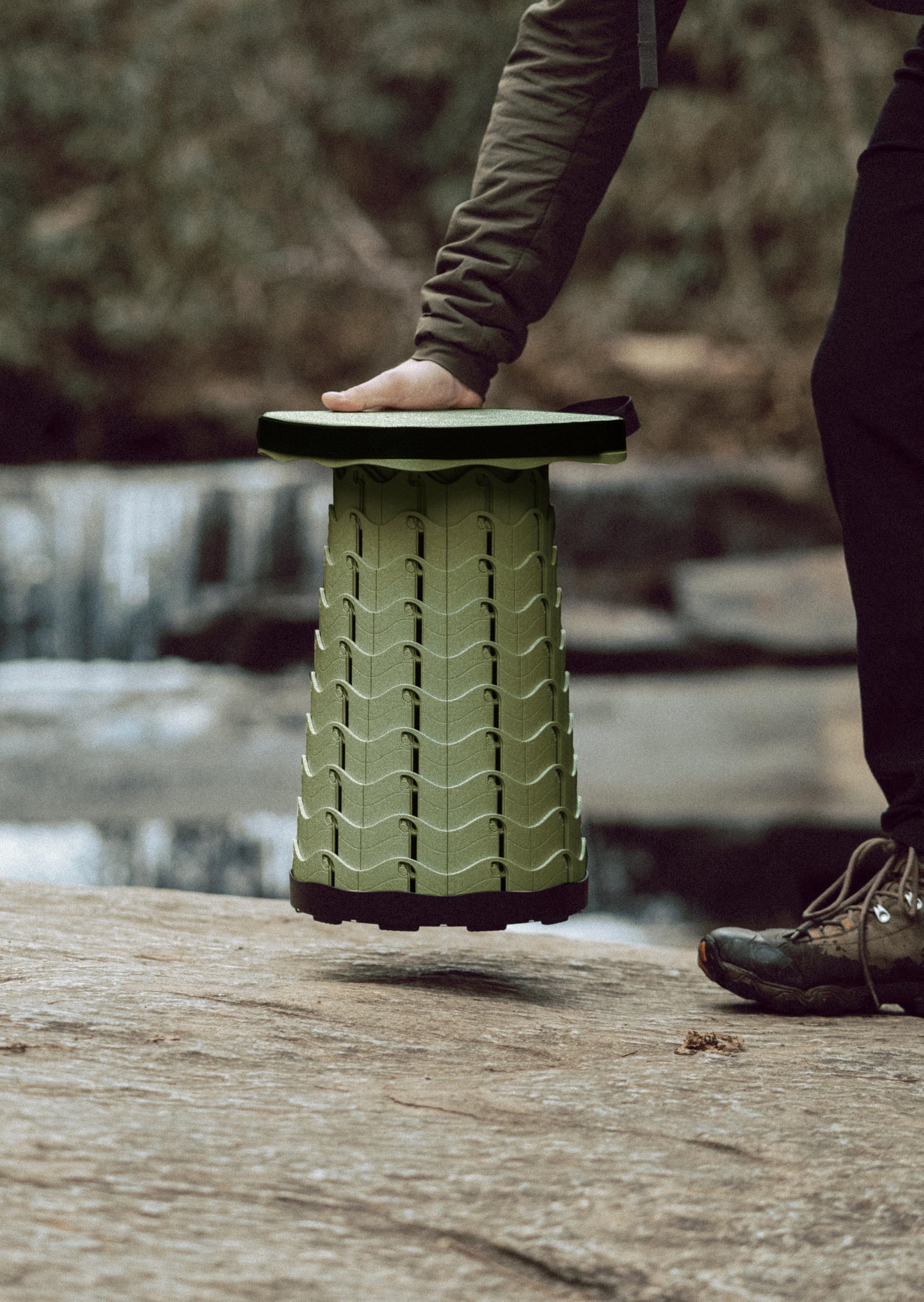 Nomad Seat fits inside most backpacks for travel-ready seating anywhere.
