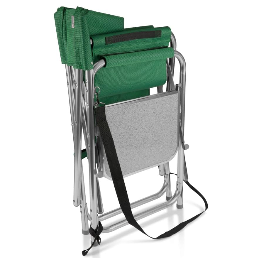 Lightweight folding chair with aluminum frame and carry strap for portability
