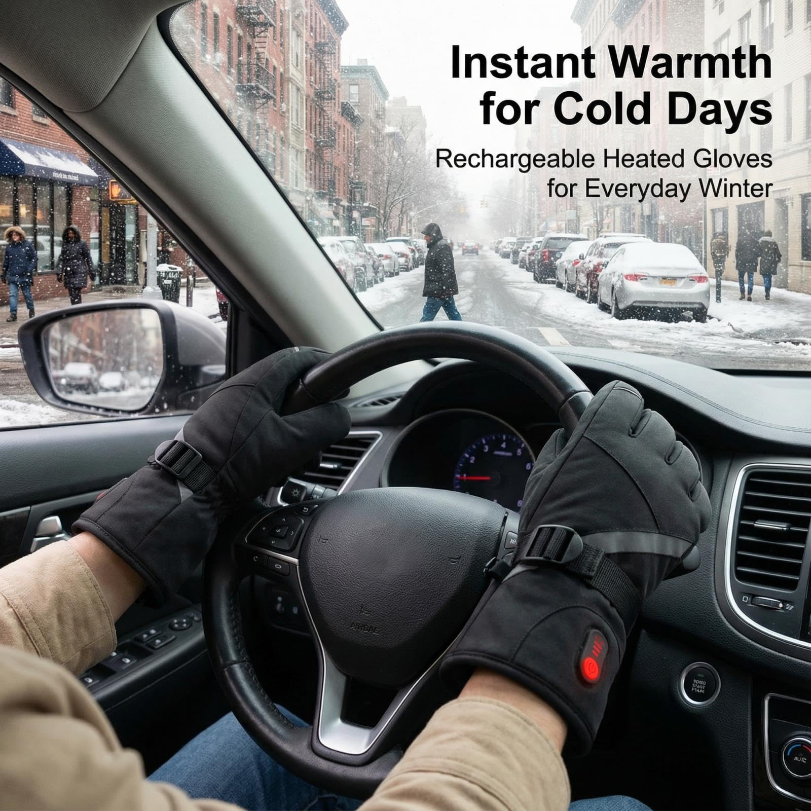 Evjeal heated gloves windproof outer shell withstands gusty winter conditions