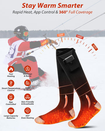 Evjeal heated socks battery life highlights two 6000mAh cells