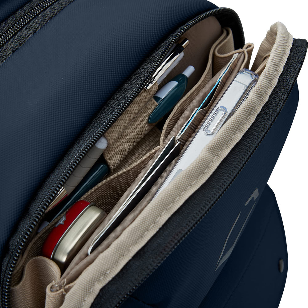 EvoShield Exec Backpack Navy accordion pocket helps organize small items