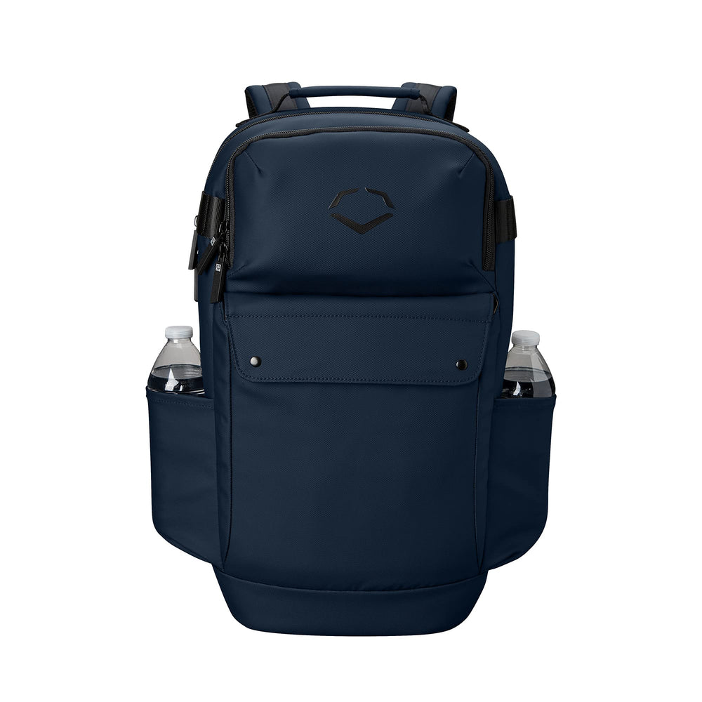 EvoShield Exec Backpack Navy close up fabric detail shows coated recycled surface