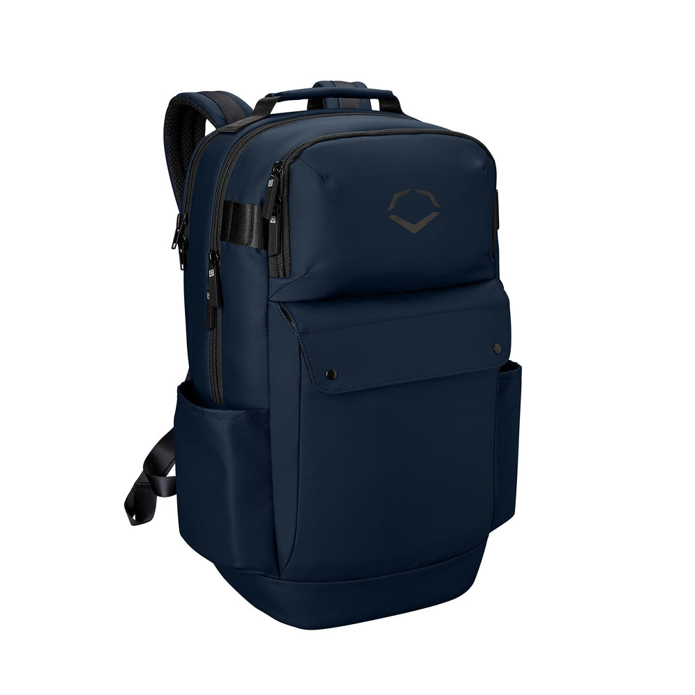 EvoShield Exec Backpack Navy front view highlighting accessible storage for daily carry