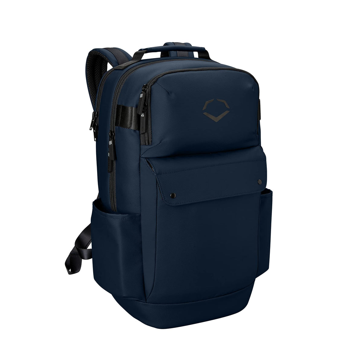EvoShield Exec Backpack Navy front view highlighting accessible storage for daily carry