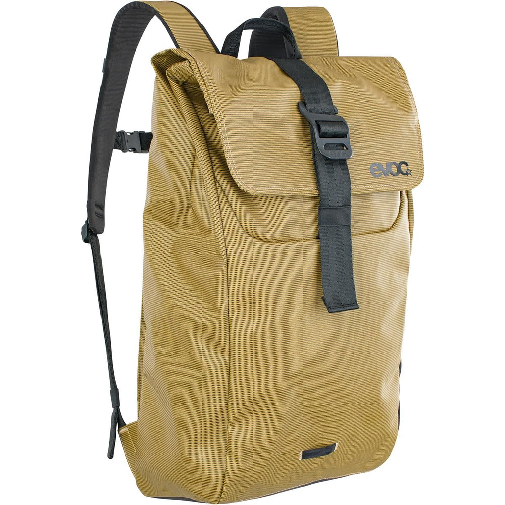 EVOC Duffle Backpack 26 lid closure enables quick volume adjustment for bulky items.