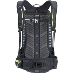 EVOC Enduro Blackline 16L back view showing protective profile for mountain biking