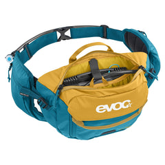 EVOC HIP PACK 3 back ventilation shot highlights breathable 3D mesh and airflow.