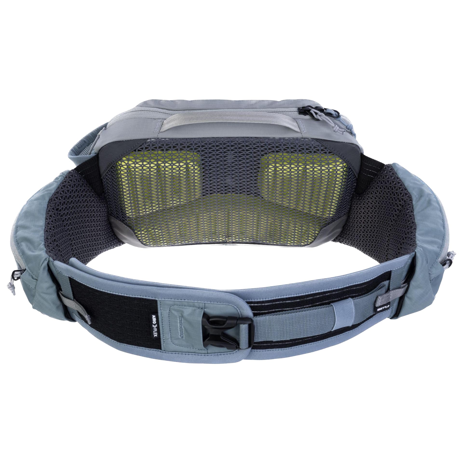 EVOC HIP PACK PRO 3 AIR FLOW SYSTEM back keeps you cooler during climbs.