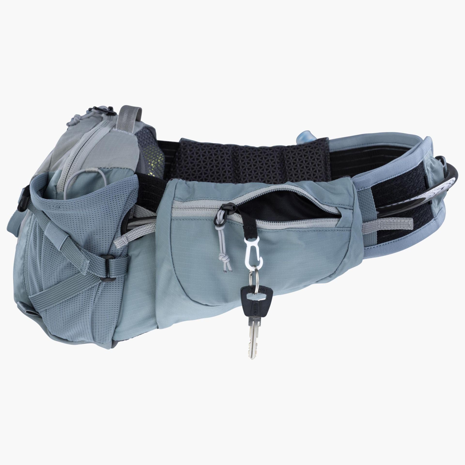 EVOC HIP PACK PRO 3 RECYCLED NYLON keeps weight down while staying durable.