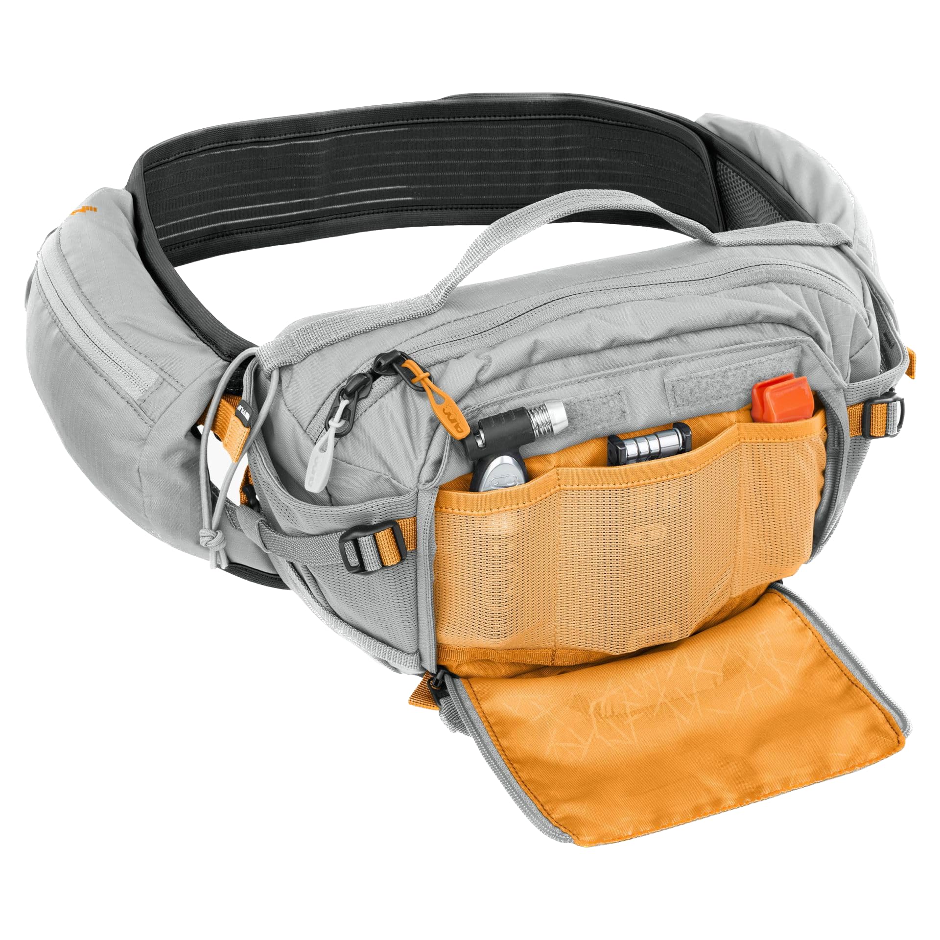 EVOC Hip Pack Pro E-Ride 3 on trail showing airflow back ventilation