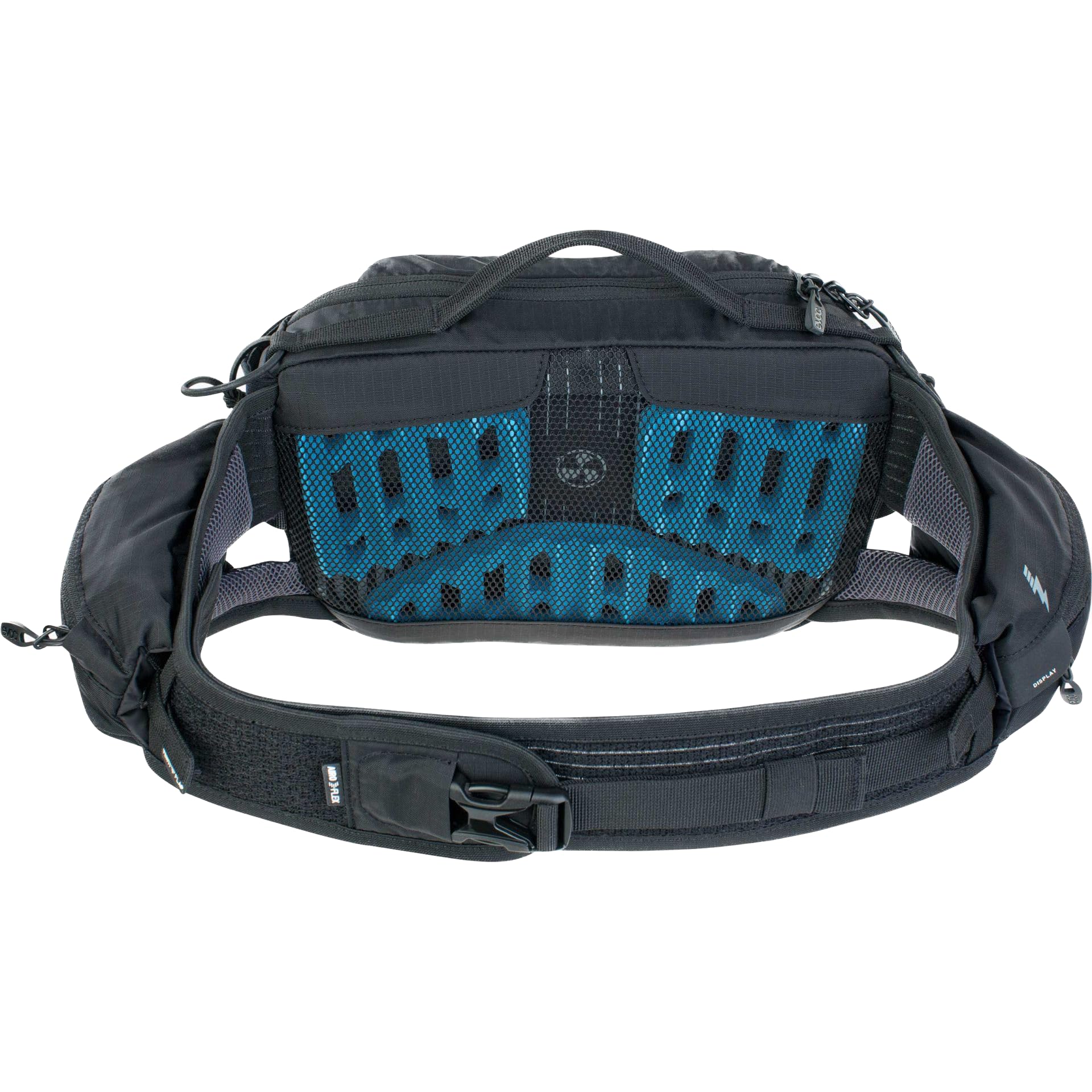EVOC Hip Pack Pro E-Ride 3 back view highlights AIRFLOW CONTACT SYSTEM