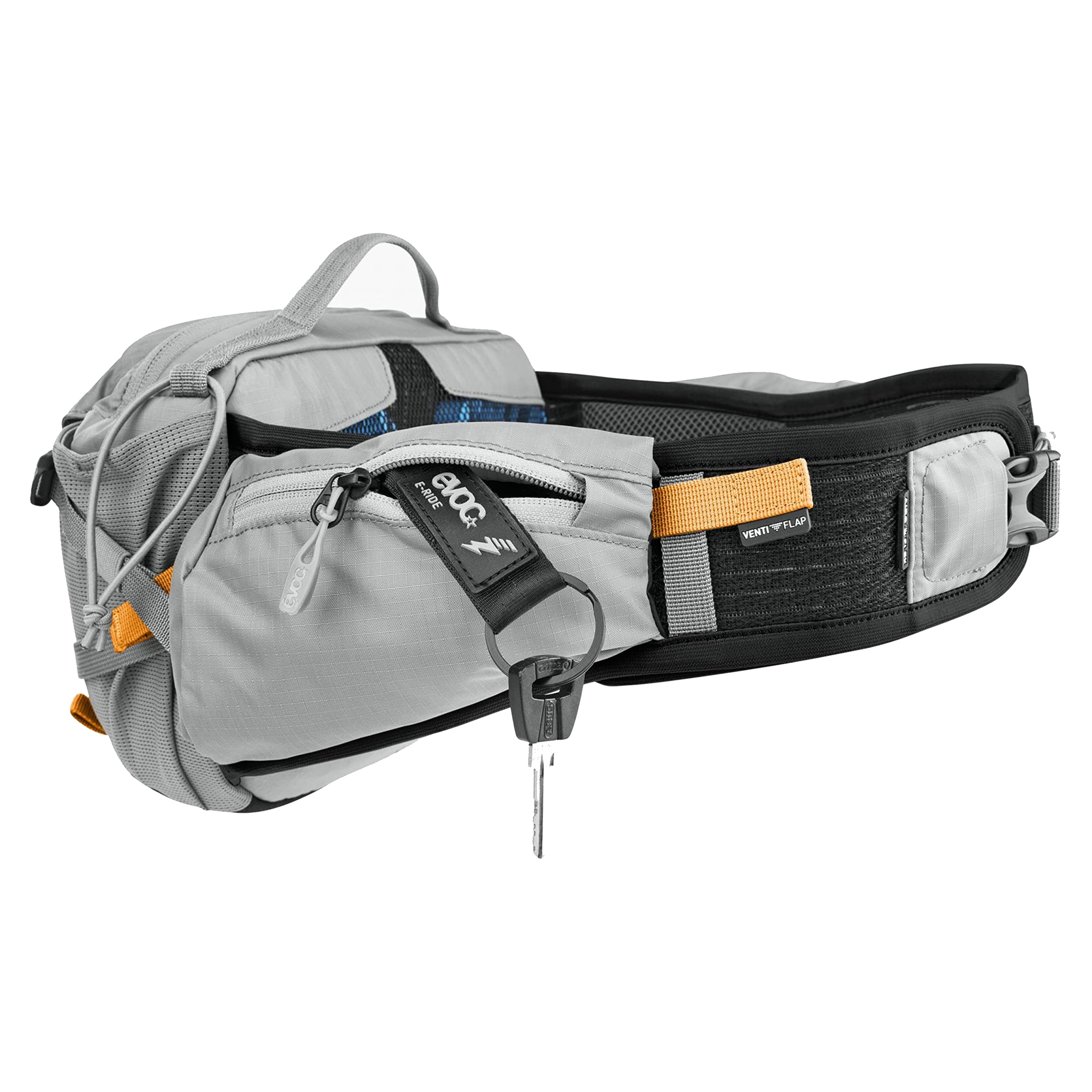 EVOC phone pocket and key holder on Hip Pack Pro E-Ride 3