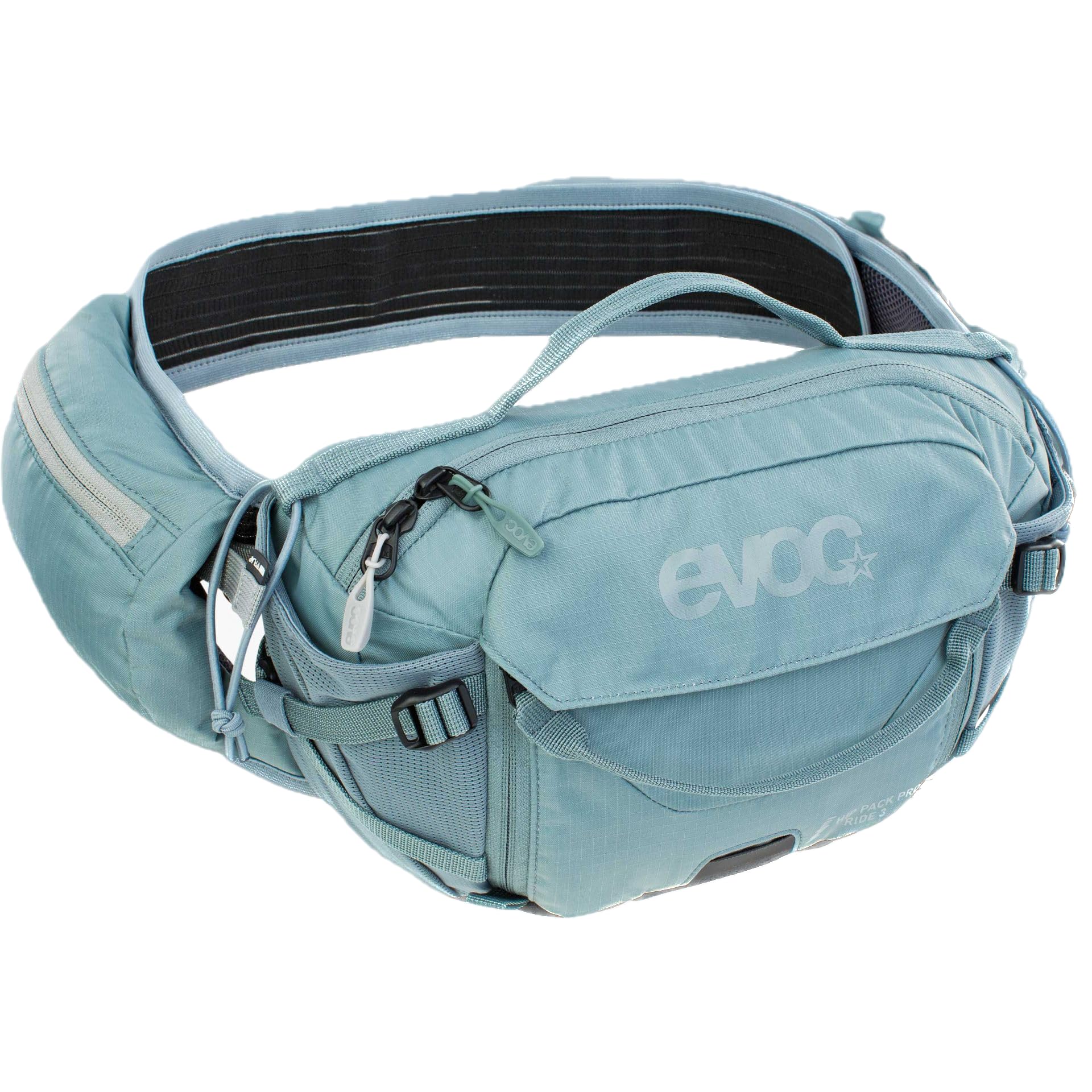 EVOC Hip Pack Pro E-Ride 3 side view showing compact 3L capacity for trail essentials