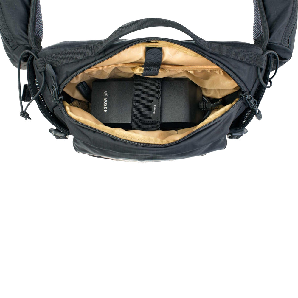 EVOC integrated belt fixation for charger, tools and display