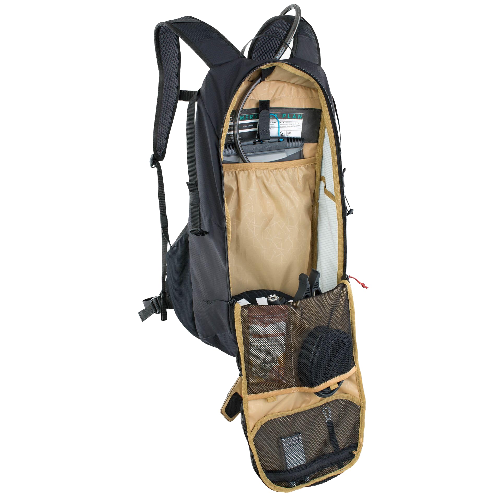 EVOC Ride 16 hydration bladder compatible design for extended outings