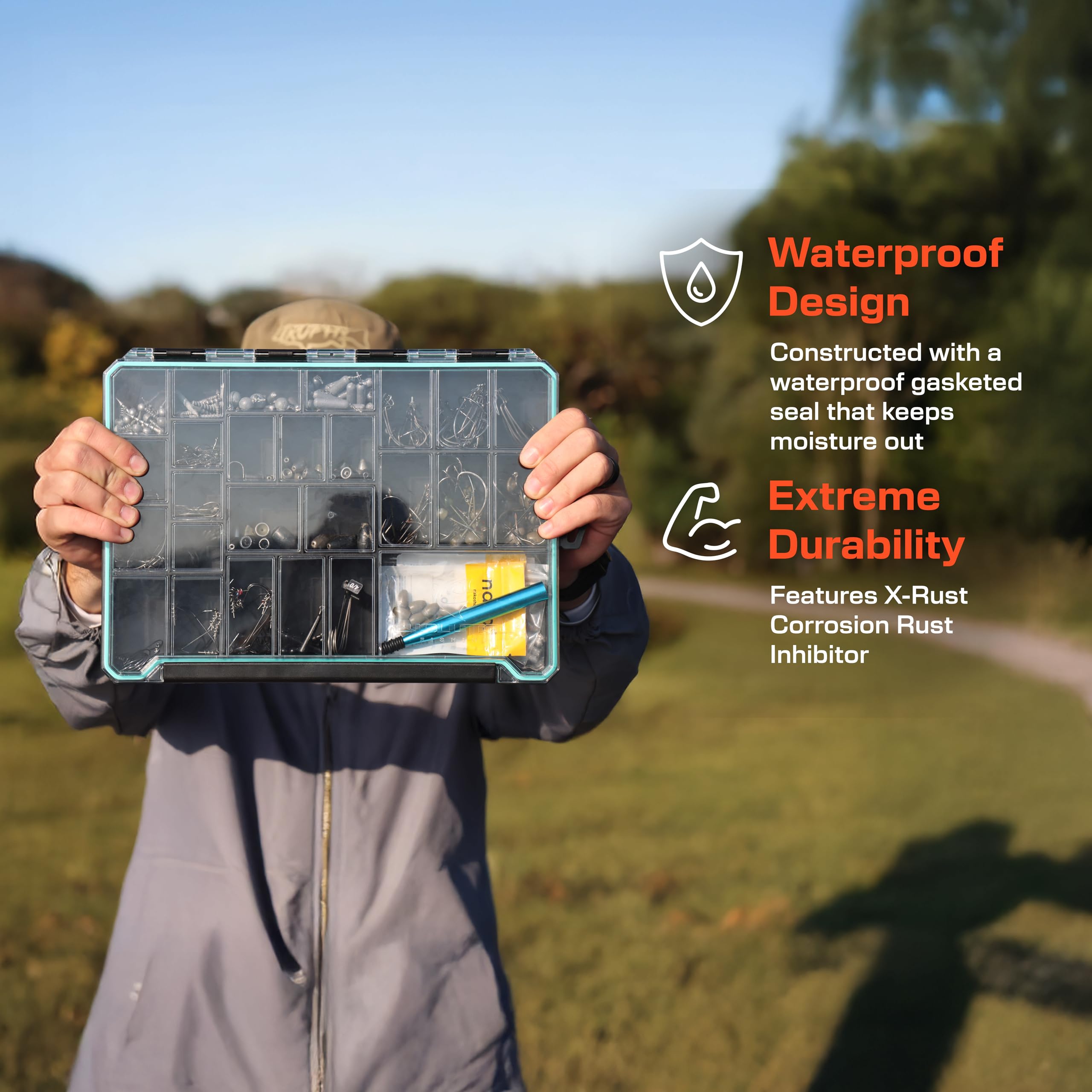 X-Rust corrosion inhibitor feature on the tackle tray