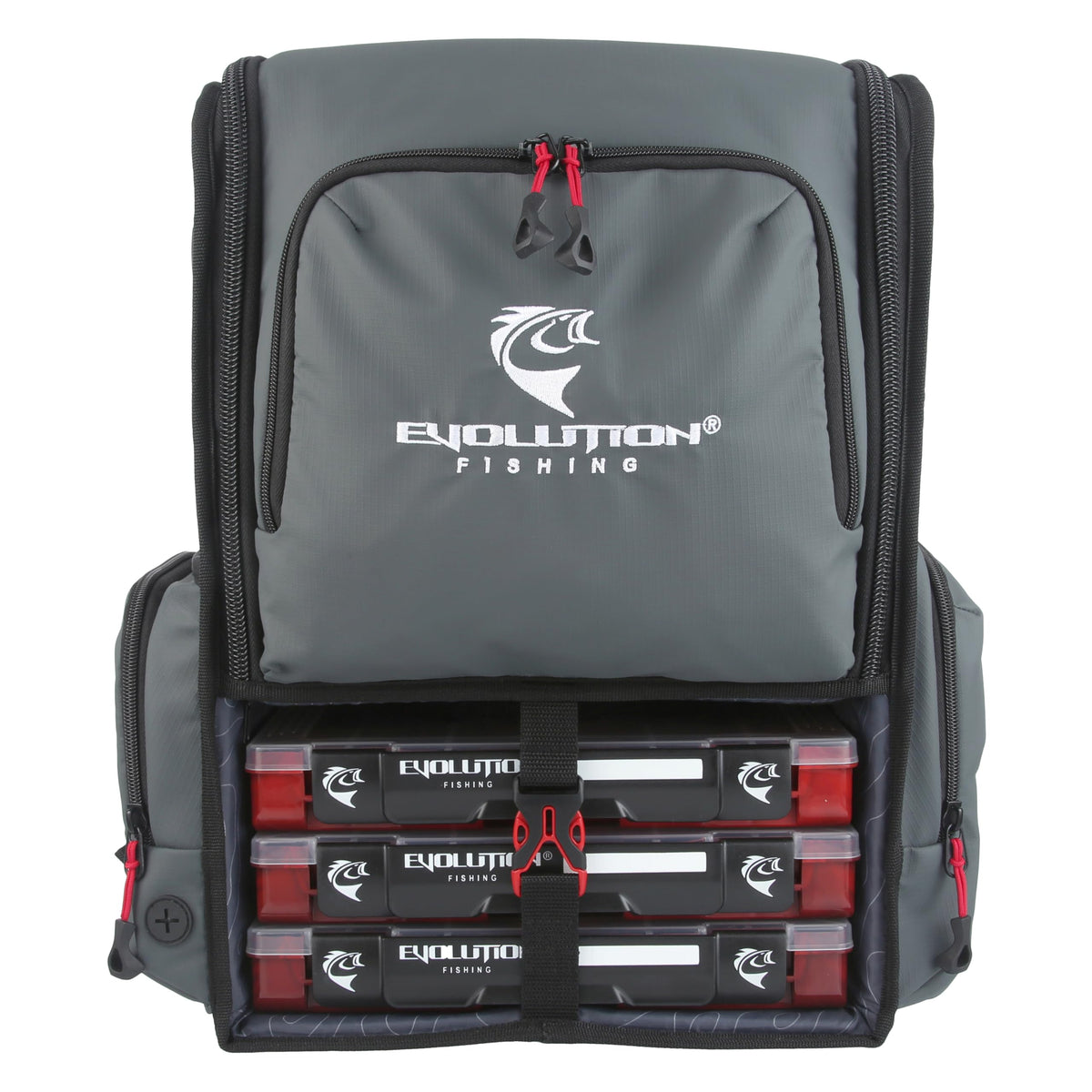 Front view of Evolution Fishing Largemouth 3.0 Tackle Backpack